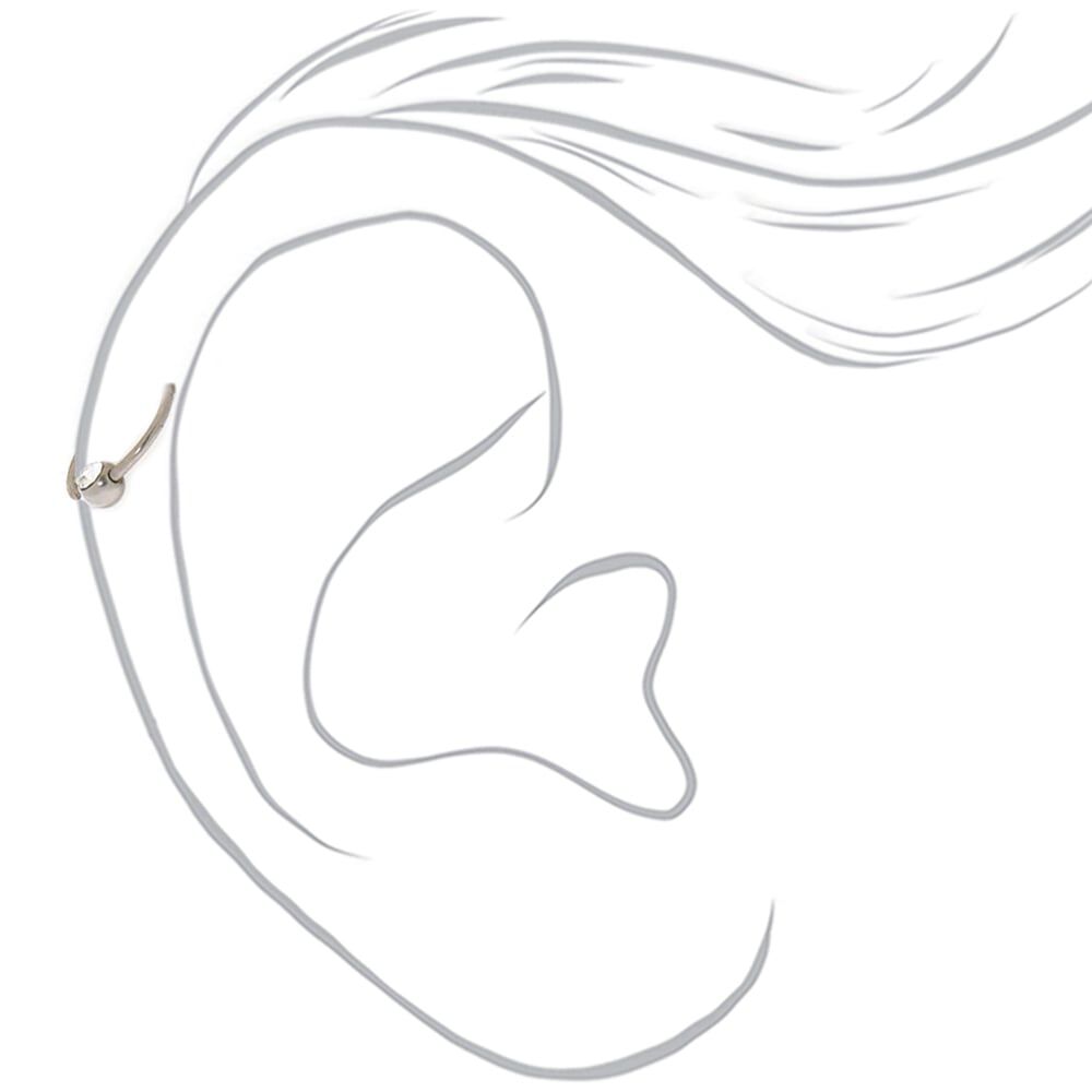 Silver-tone Titanium Cubic Zirconia 20G Cartilage Hoop Earring,