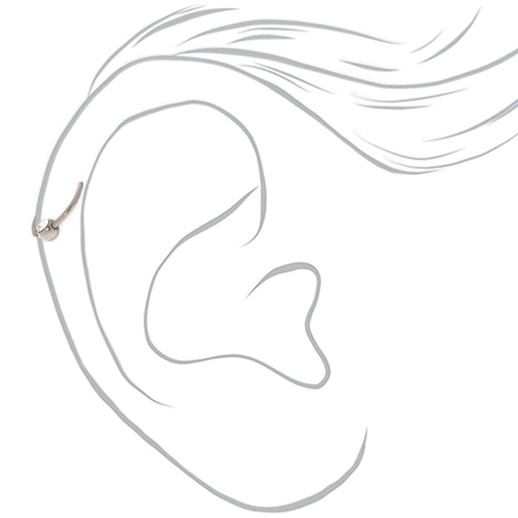 Silver-tone Titanium Cubic Zirconia 20G Cartilage Hoop Earring,
