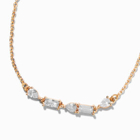 Gold-tone Cubic Zirconia Mixed Geometric Bolo Bracelet,