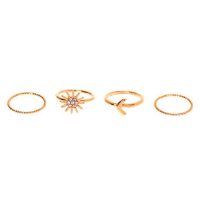 Gold Celestial Midi Rings - 4 Pack,
