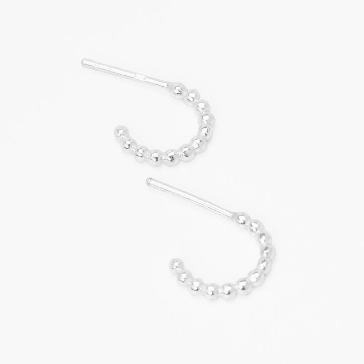 Silver 10 MM Bubble Half Hoop Earrings,