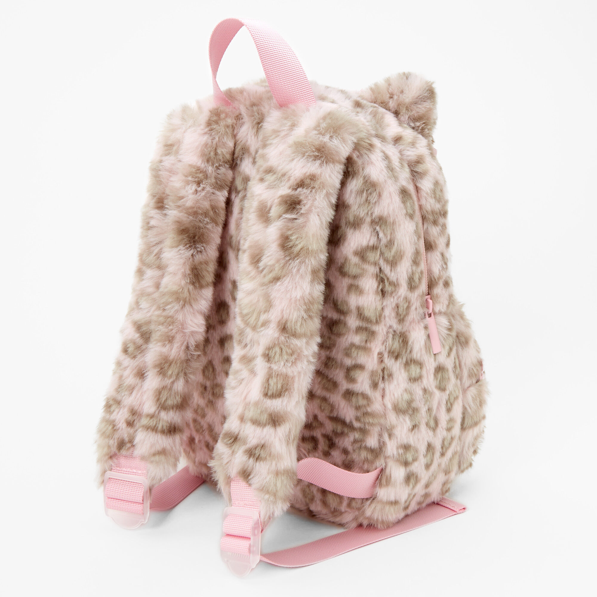 Claire s Club Furry Pink Cat Small Backpack Claire s US