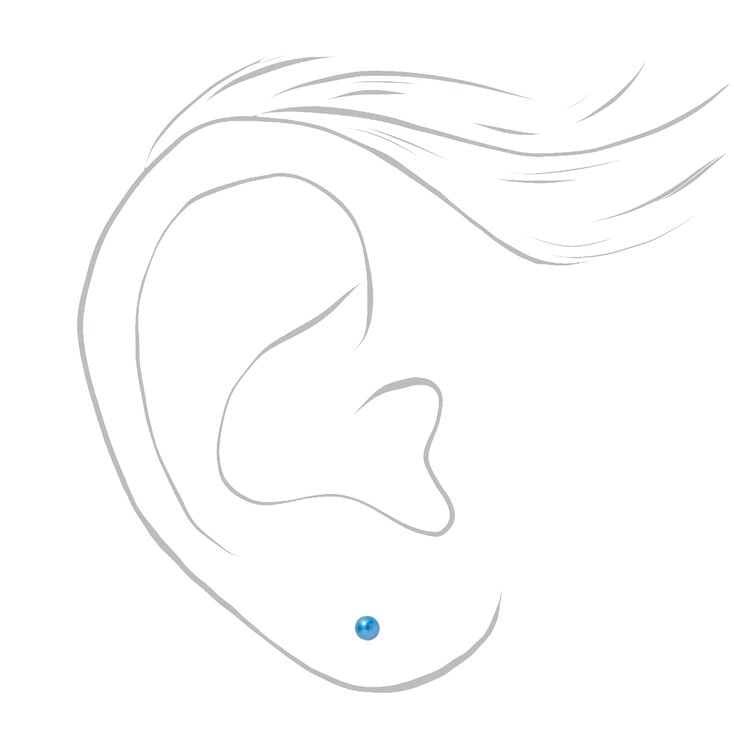 Titanium 3mm Cobalt Ball Studs Ear Piercing Kit with Ear Care Solution,
