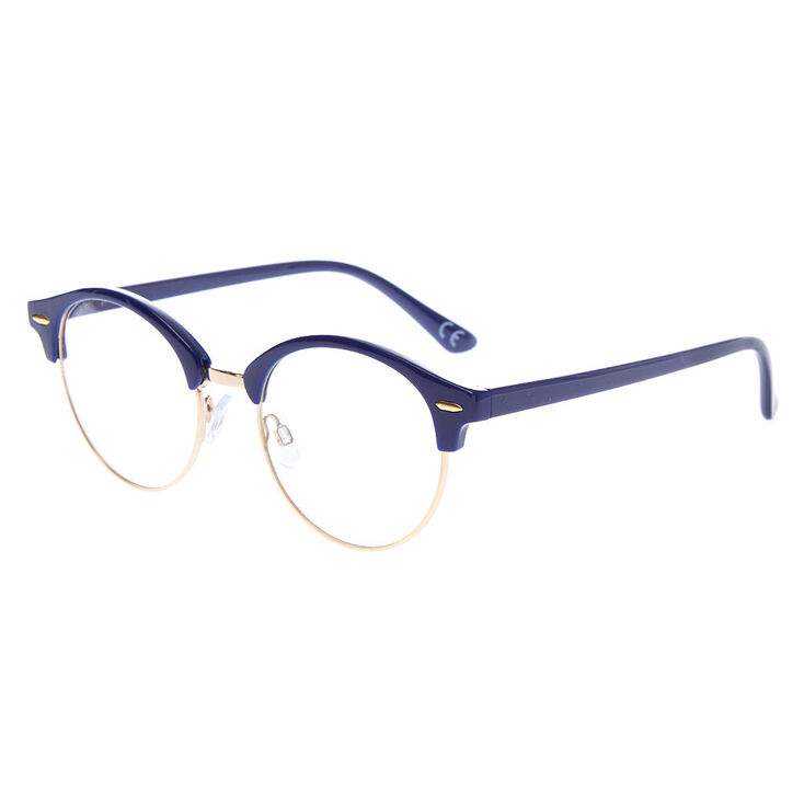 Claire's Monture de lunettes bleu marine design ligne des sourcils rétro couleur doré