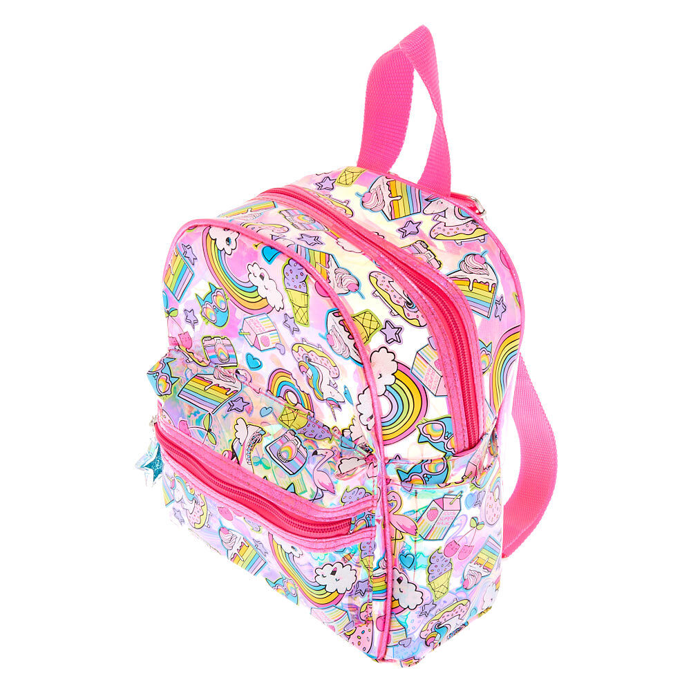 Petit sac a dos icone licorne arc en ciel Rose