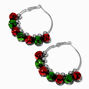 Christmas Jingle Bells 50MM Silver-tone Hoop Earrings,