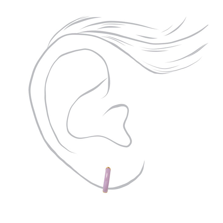 18k Gold Plated 10MM Lavender Enamel Hoop Earrings,