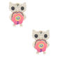 Silver Sequin Owl Stud Earrings,