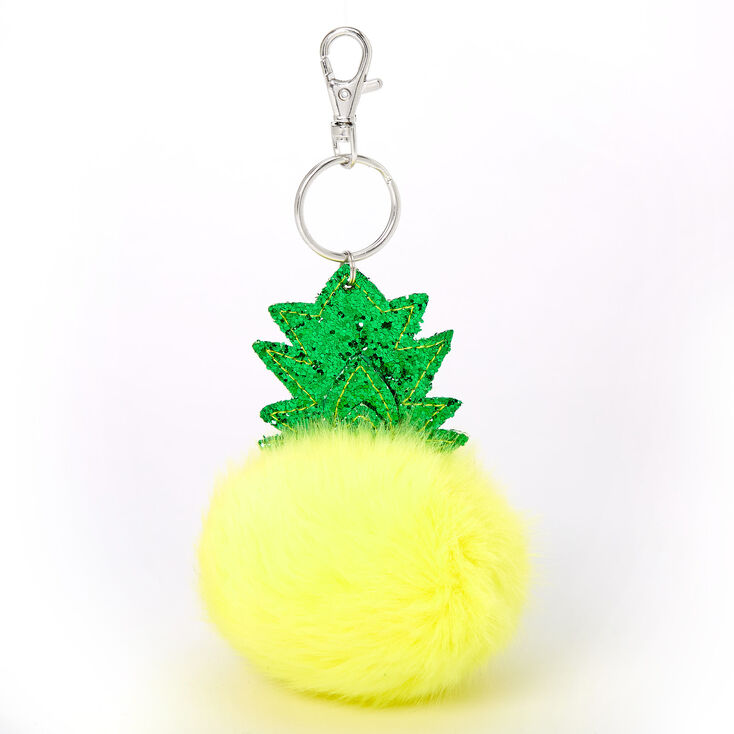 Claire's Porte-clés ananas avec pompons en peluche - Jaune