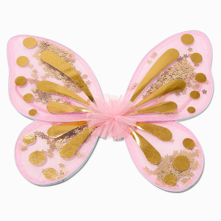 Claire&#39;s Club Gold &amp; Pink Shaker Wings,