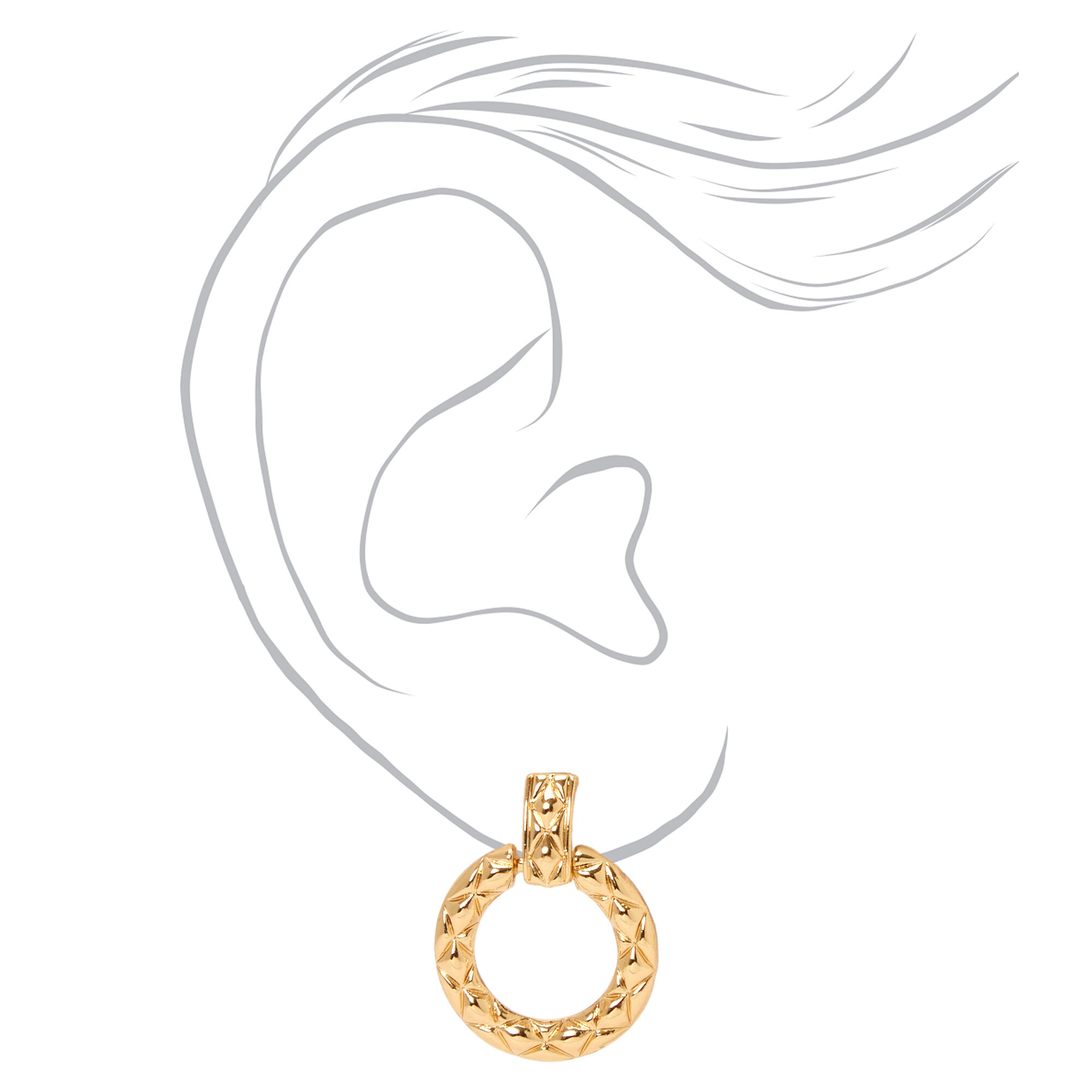 Gold 1" Quilted Drop Earrings,