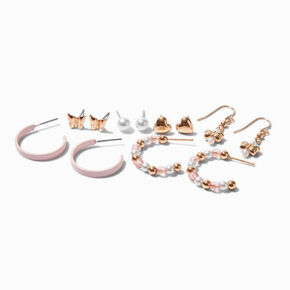 Pink &amp; Gold-tone Earring Stackables Set - 6 Pack,