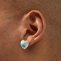 Clous d&#39;oreilles c&oelig;ur blanc et fleur bleue,