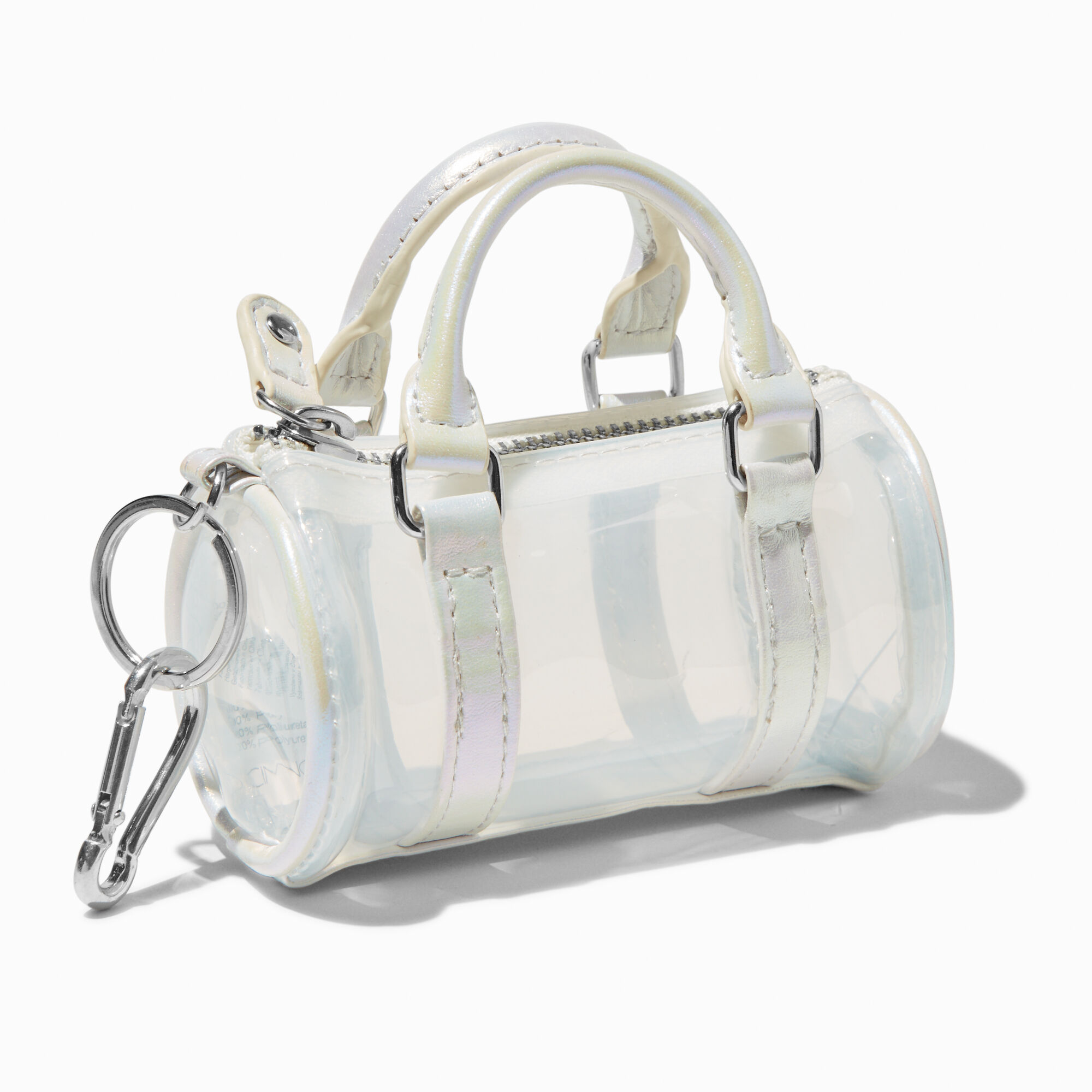 View Claires Clear Mini Barrel Purse Keyring information