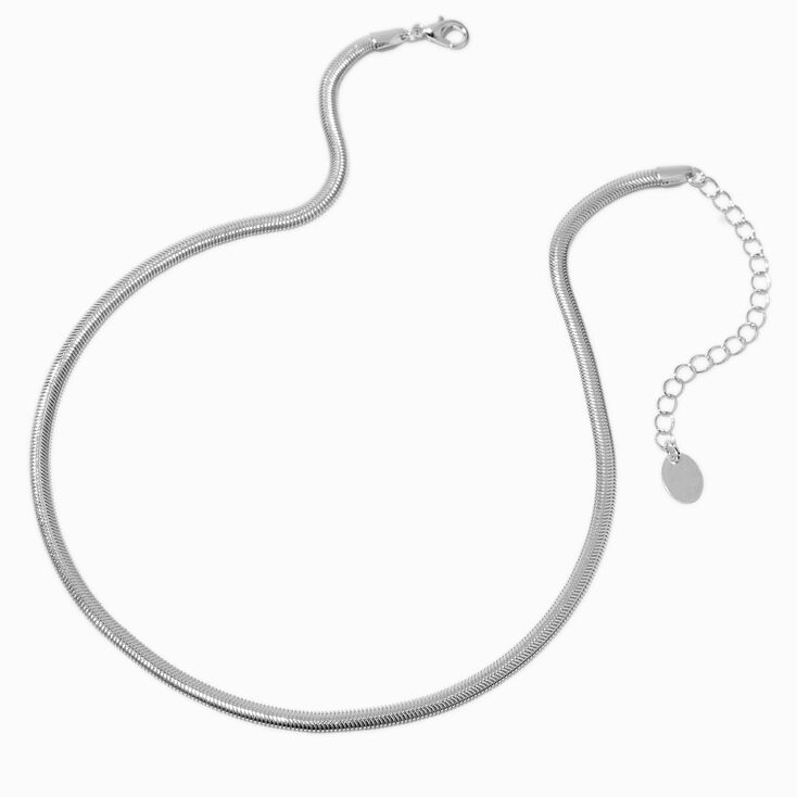 Collier de cha&icirc;ne serpent couleur argent&eacute;e,