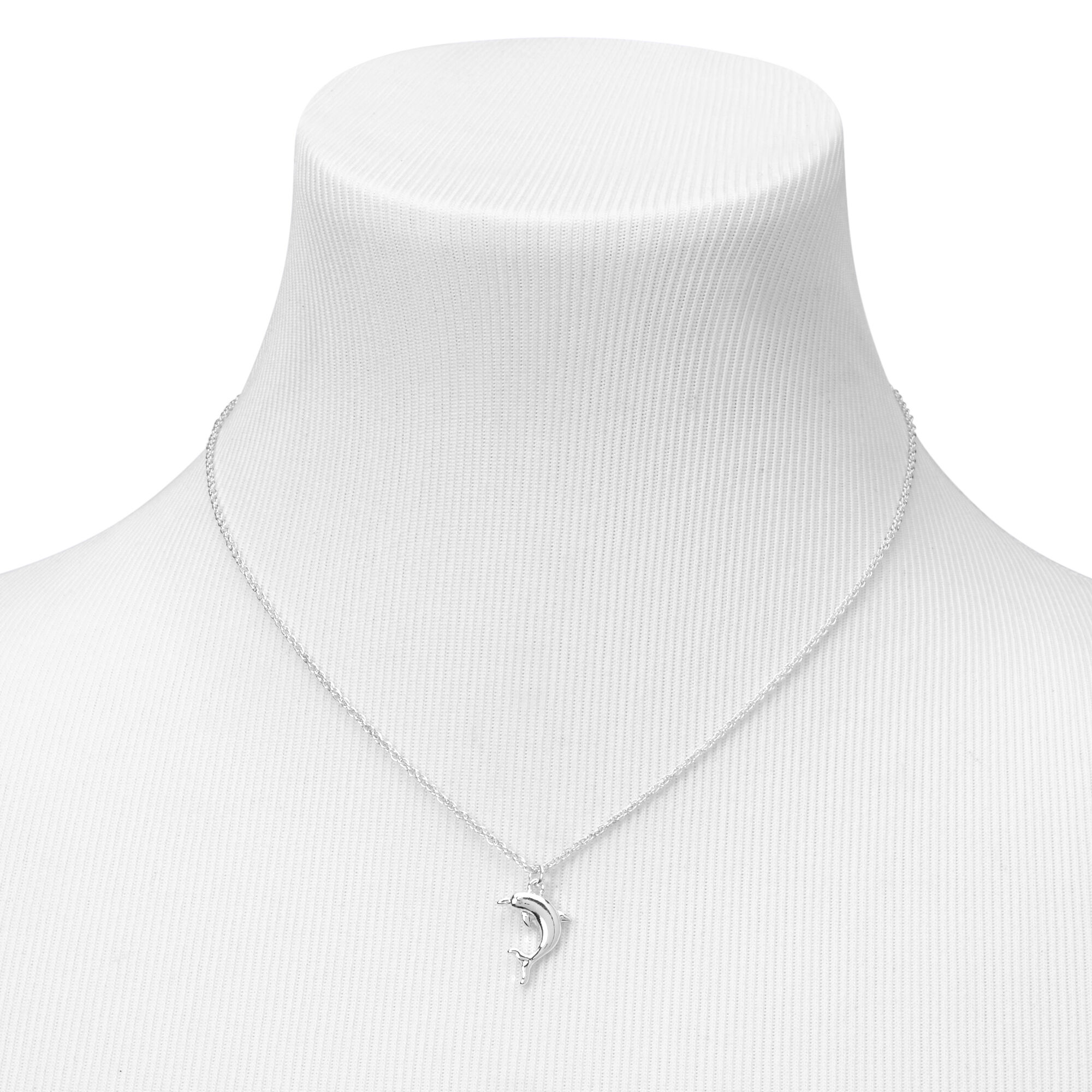 Silver-tone Dolphin Necklace & Earrings Set - 2 Pack,