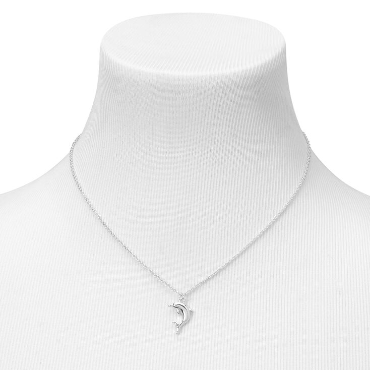 Silver Dolphin Necklace &amp; Earrings Set - 2 Pack,