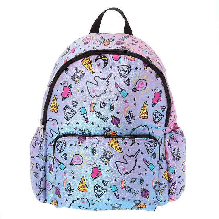 Unicorn PWR Glitter Functional Backpack - Purple | Claire's US