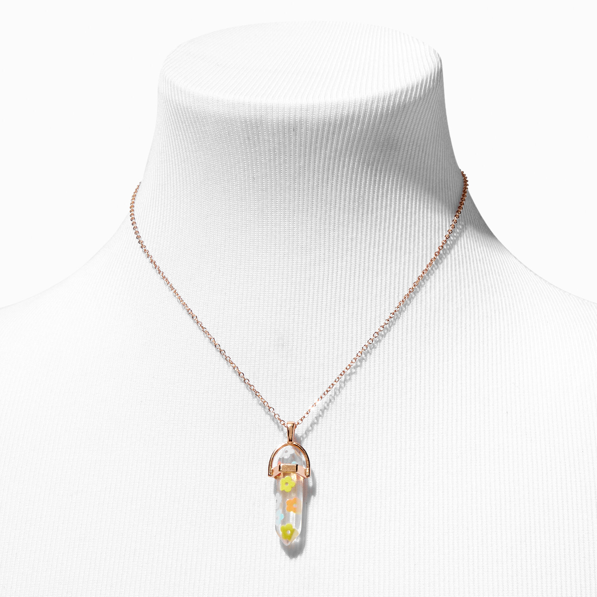 Gold Daisy Mystical Gem Pendant Necklace,