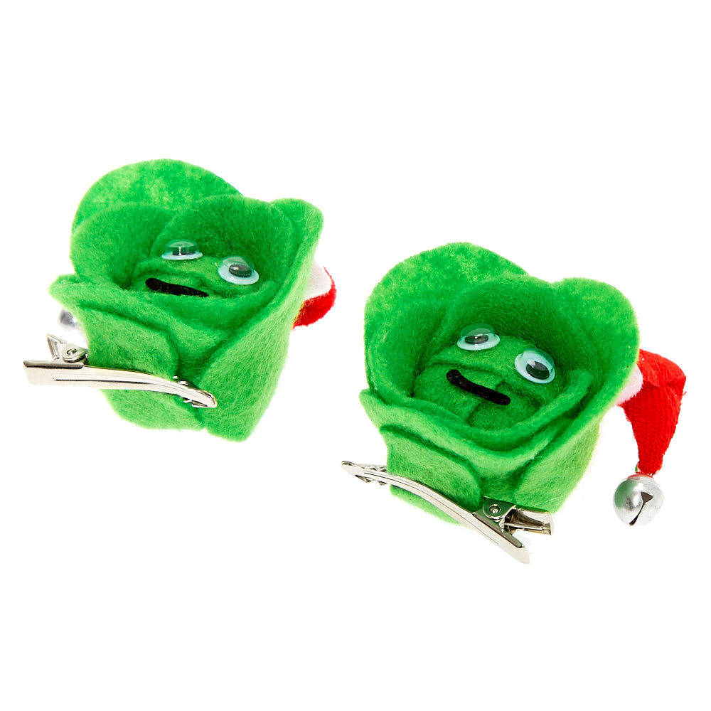 Christmas Brussel Sprouts Hair Clips - Green, 2 Pack,