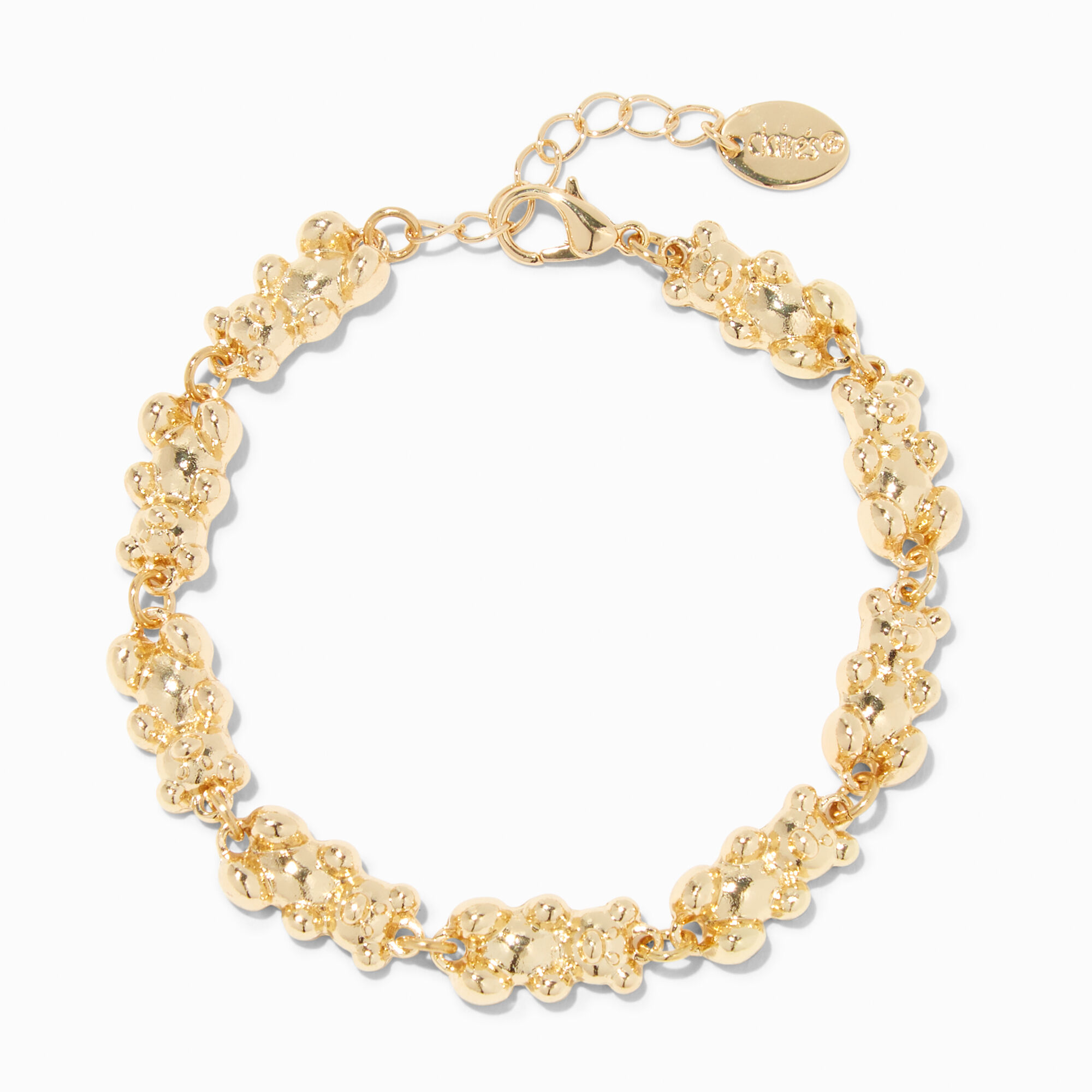 View Claires Tone Teddy Bear Chain Bracelet Gold information