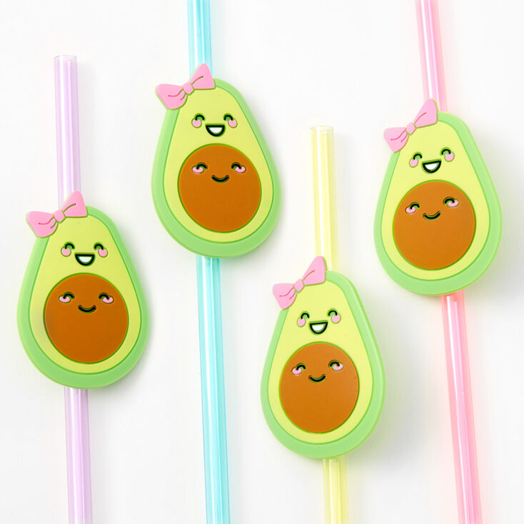 Pastel Avocado Plastic Straws - 4 Pack,