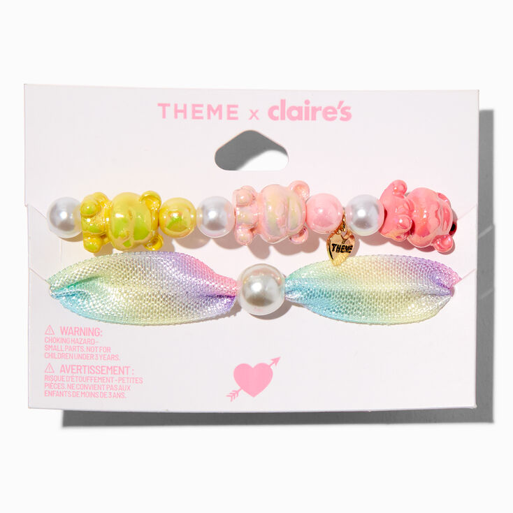 T H E M E x Claire&#39;s Beaded Teddy Bear Bracelet Set - 2 Pack,