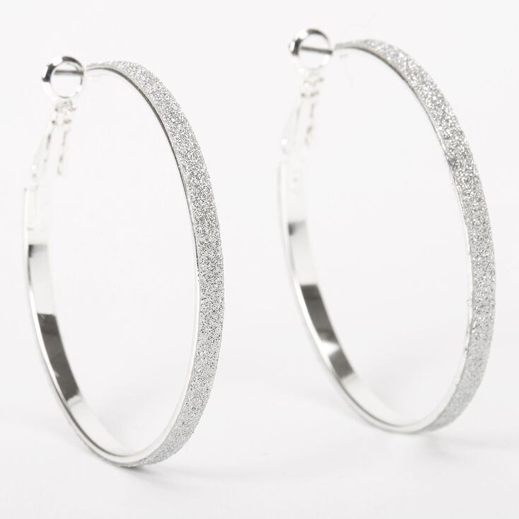 Glitter Hoop Earrings in Sterling Silver