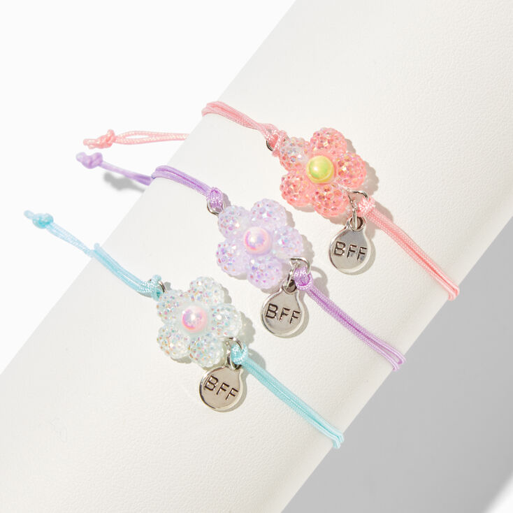 Bracelets floraux en relief pastel best friends - Lot de 3,