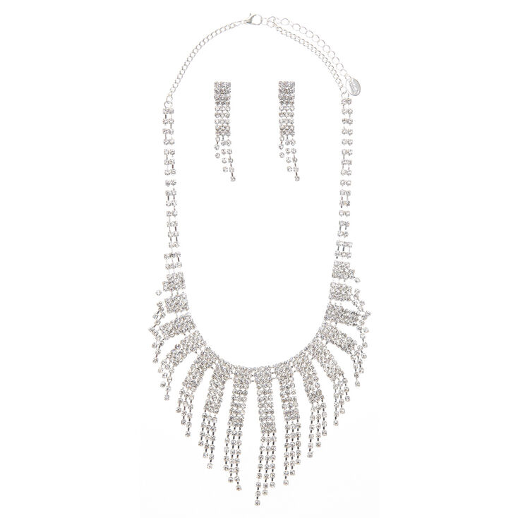 Crystal Waterfall Necklace and Earring Set,