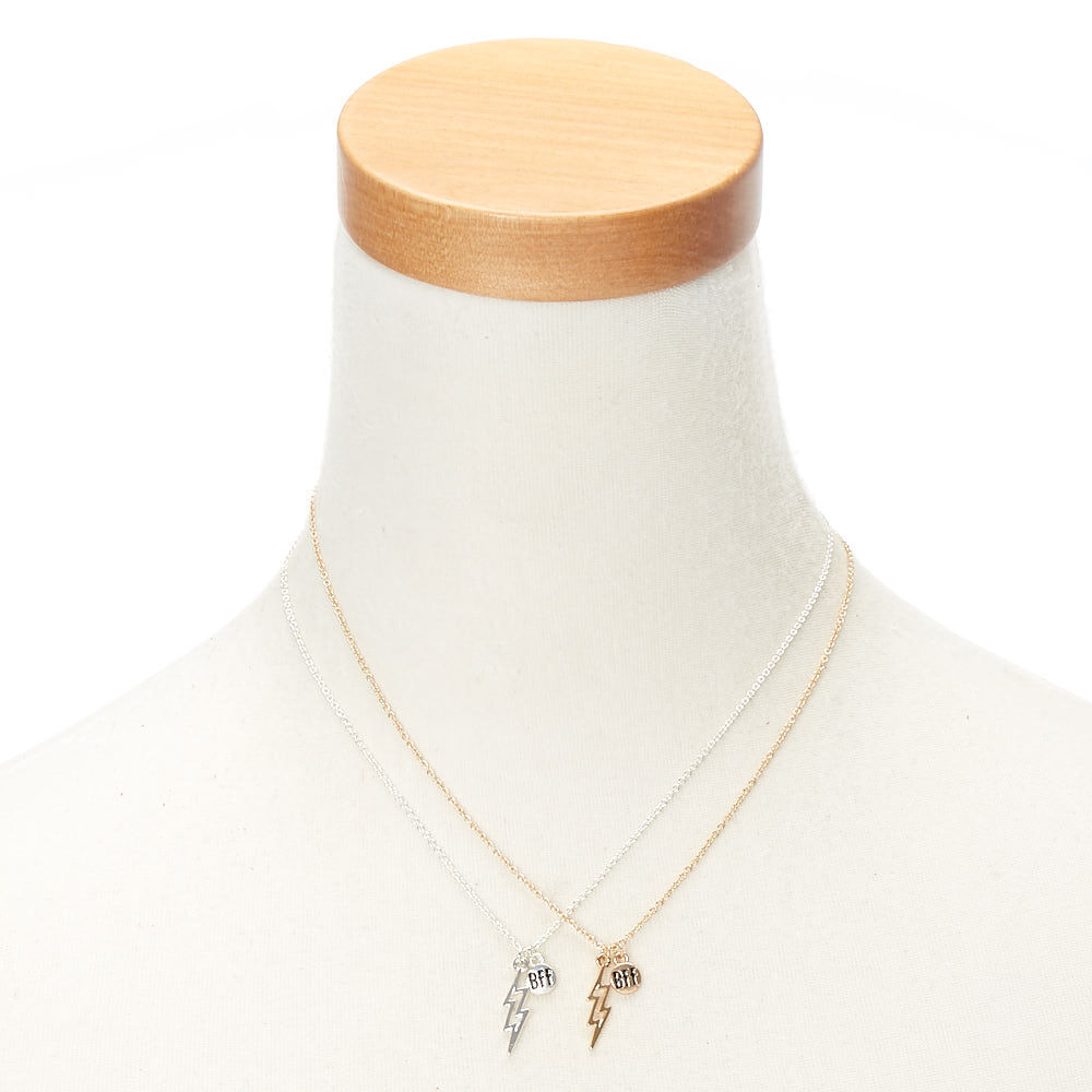 Best Friends Mixed Metal Lightning Bolt Pendant Necklaces - 2 Pack,