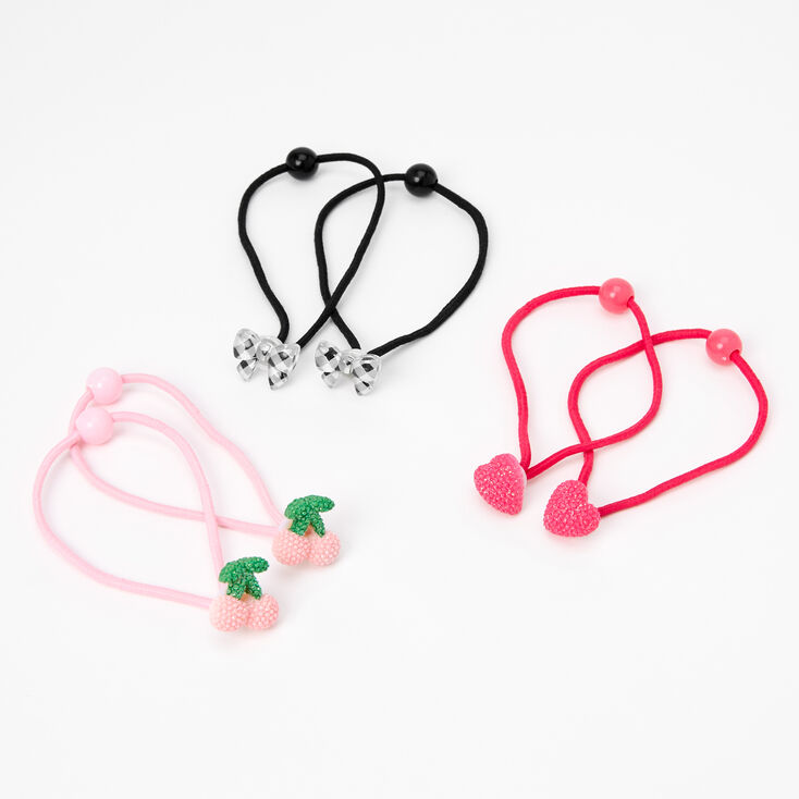 Claire's Élastiques à nœuds, cœurs et cerises Claire's Club - Lot de 6