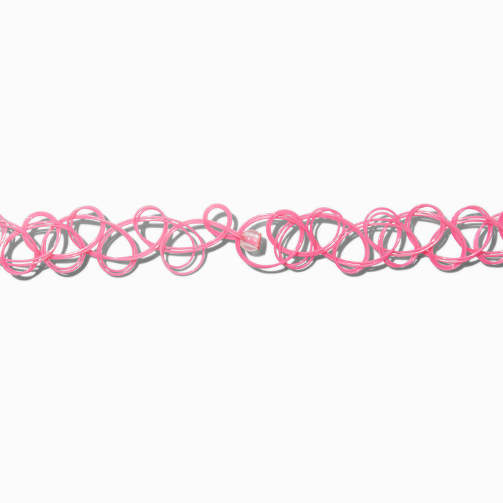Claire&#39;s Club Rainbow Daisy Pink Tattoo Choker Necklace,