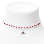 Silver Beaded Watermelon Choker Necklaces - Red, 2 Pack,