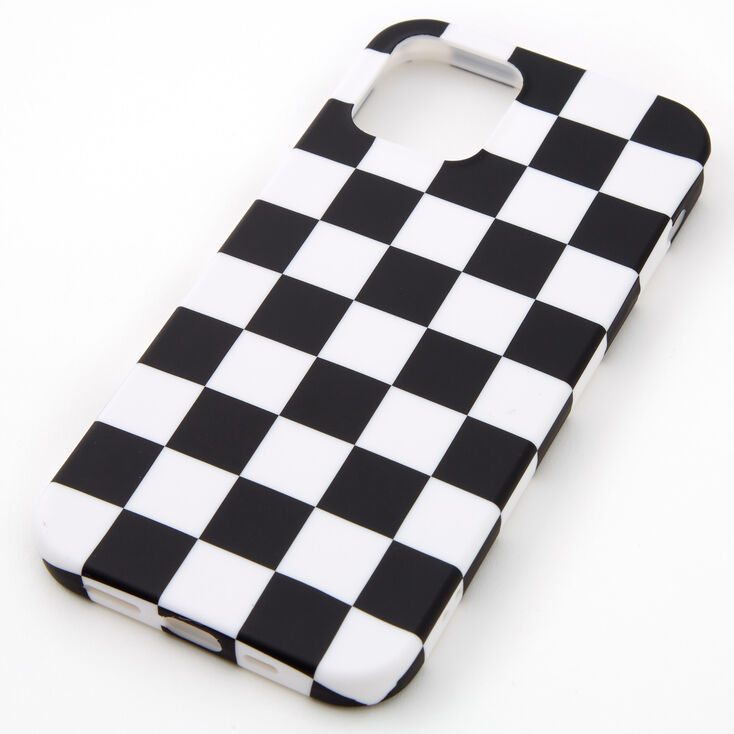 Coque de portable &agrave; carreaux noirs et blancs - Compatible avec iPhone&nbsp;12/12 Pro,