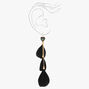 Gold Evil Eye 4&quot; Black Feather Drop Earrings,