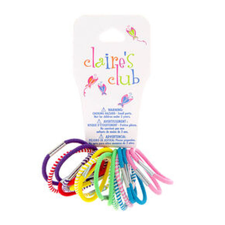 Claire&#39;s Club 18 Pack Multi Colour Solid and Striped Mini Hair Elastics,