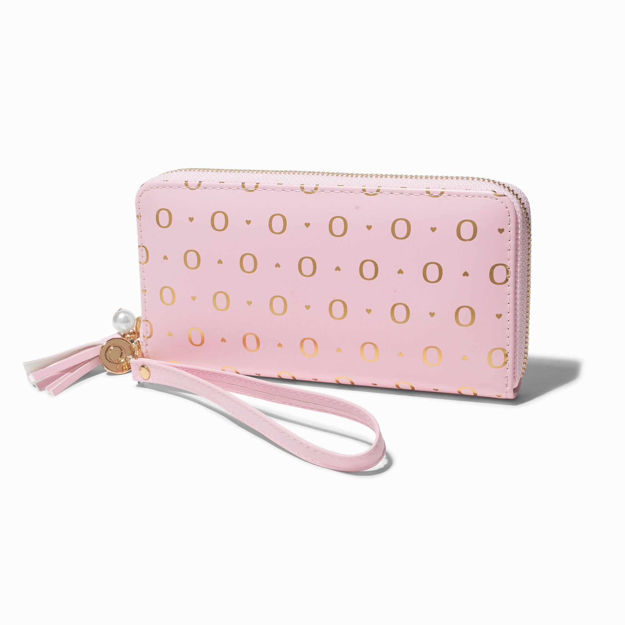 Golden Initial Wristlet Wallet - O,