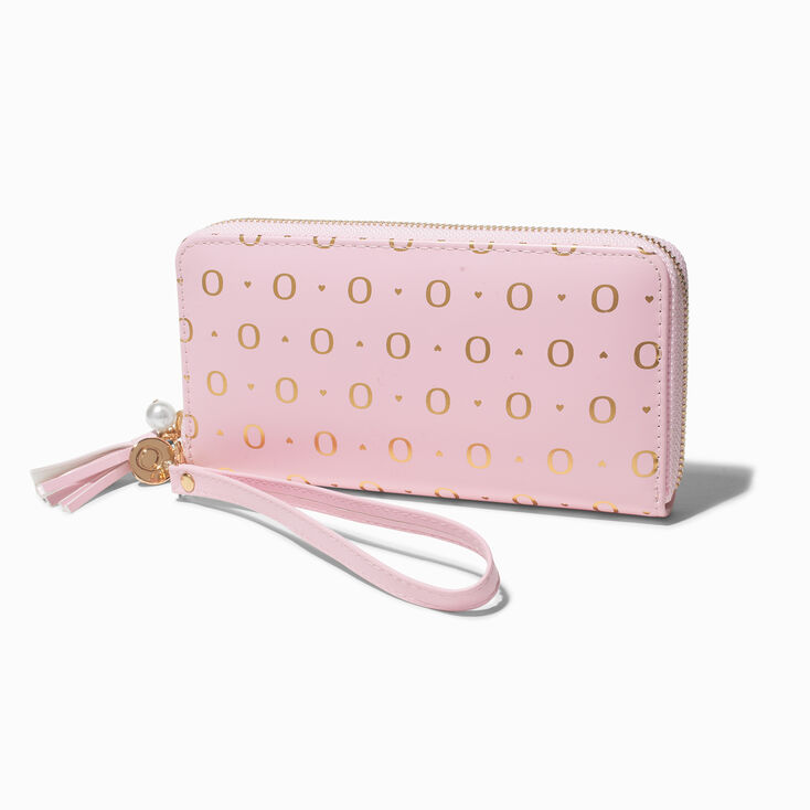 Golden Initial Wristlet Wallet - O,