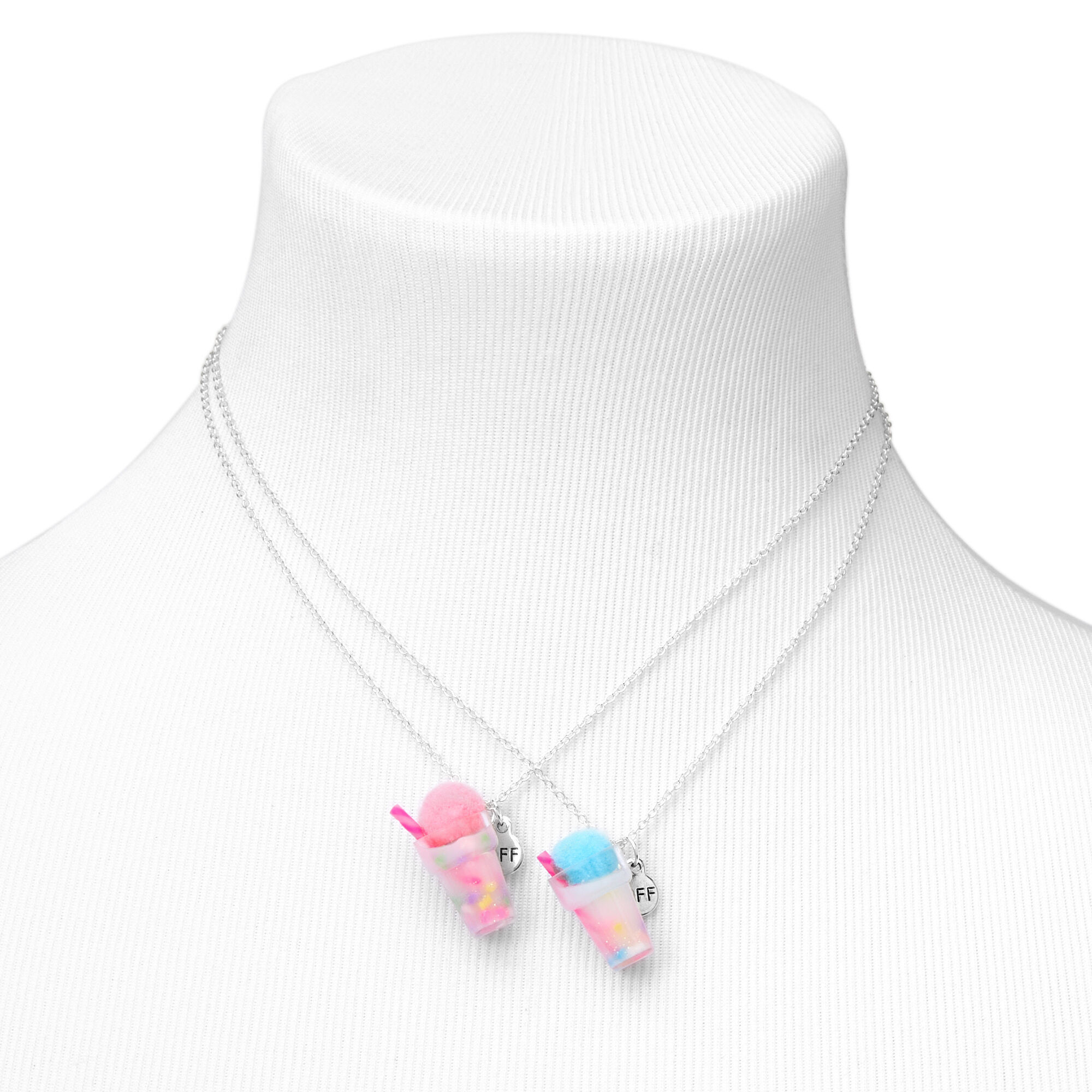 Best Friends Pom Pom Slushie Pendant Necklaces - 2 Pack,
