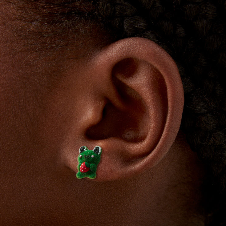 Fuzzy Frog Stud Earrings