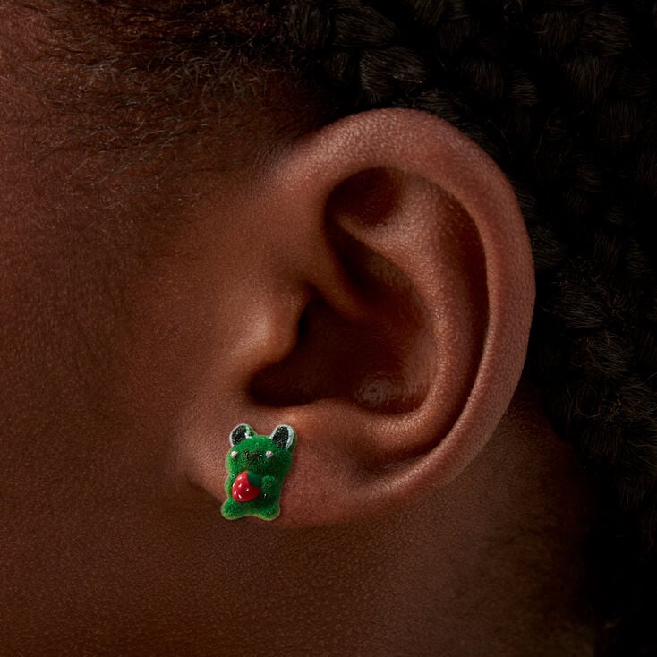 Fuzzy Frog Stud Earrings,
