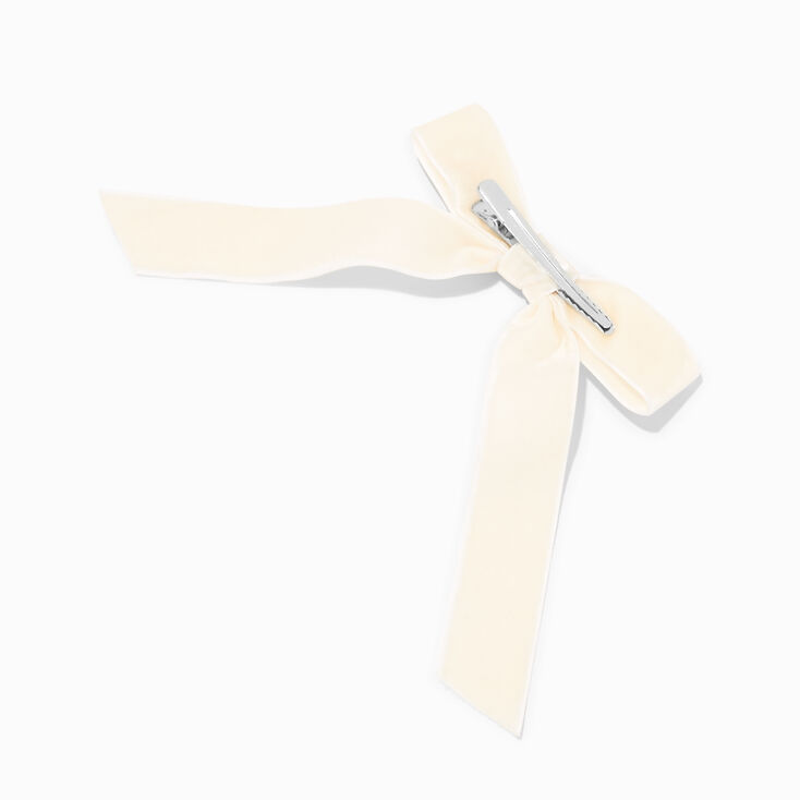 Ivory Velvet Bow Hair Clips - 2 Pack,