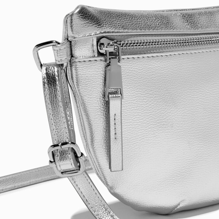 Metallic Silver Belt Bag,