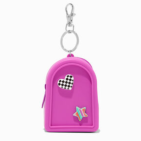 Silicone Purple Patch Mini Backpack Keychain,