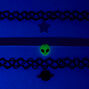 Celestial Glow In The Dark Black Tattoo Choker Necklaces - 3 Pack,