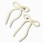 White Knit Hair Bow Clips - 2 Pack,