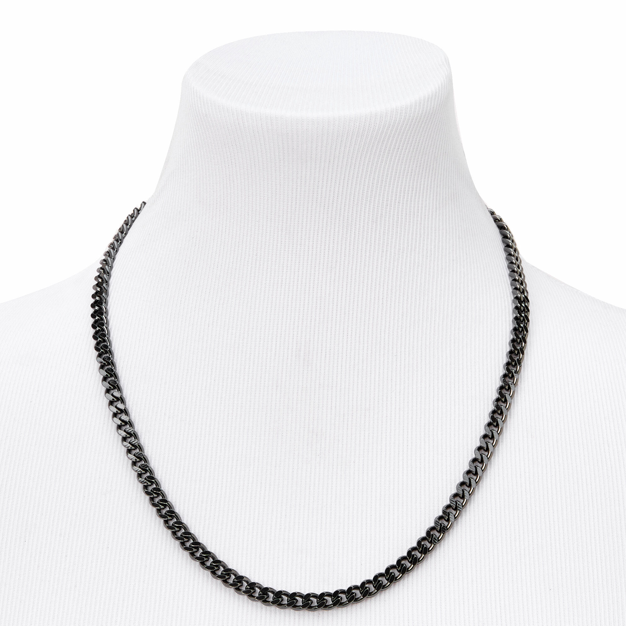 Collier 51 cm chaîne cubaine couleur hématite,