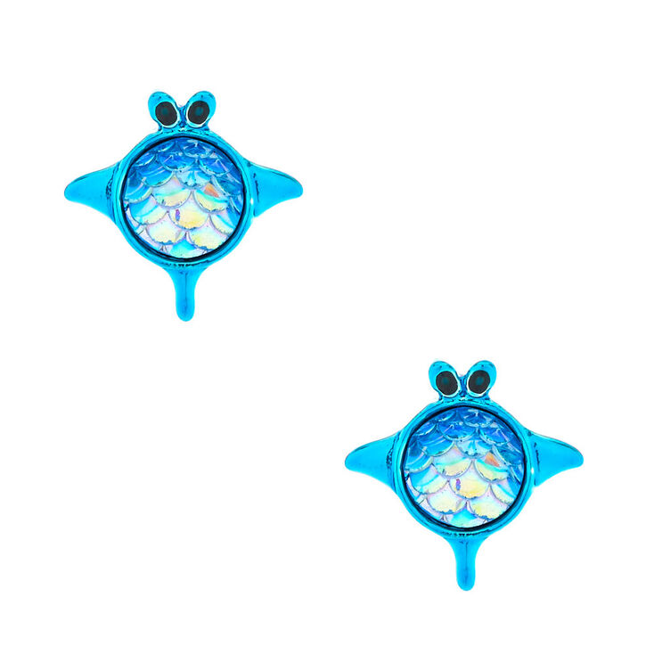 Holographic Stingray Stud Earrings,