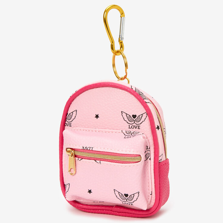 Winged Love Mini Backpack Keychain - Pink,